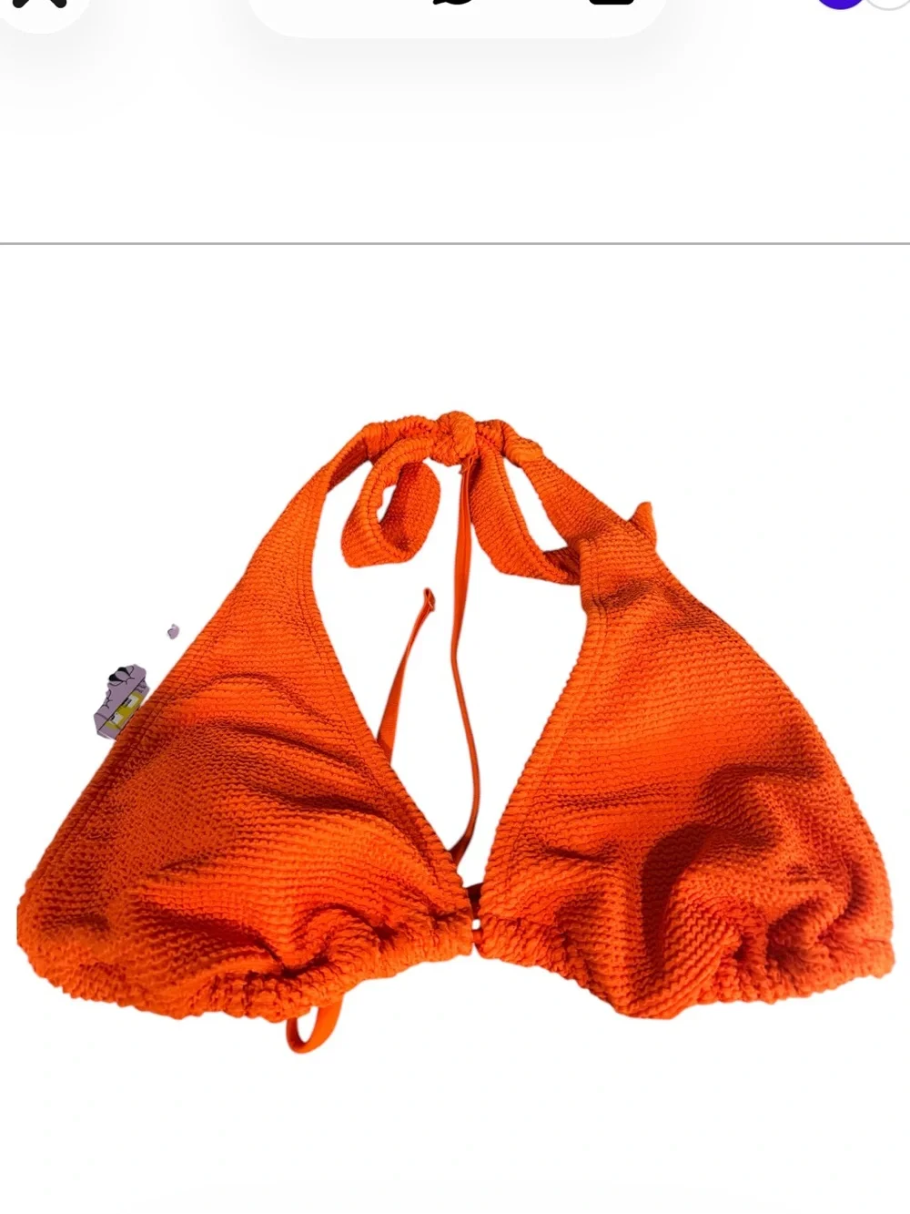 WILD FABLE Textured Orange Triangle Bikini HALTER Top Size medium